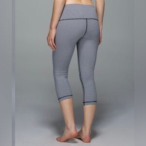Lululemon Wunder Under Crop II Gingham Luon White Black 6